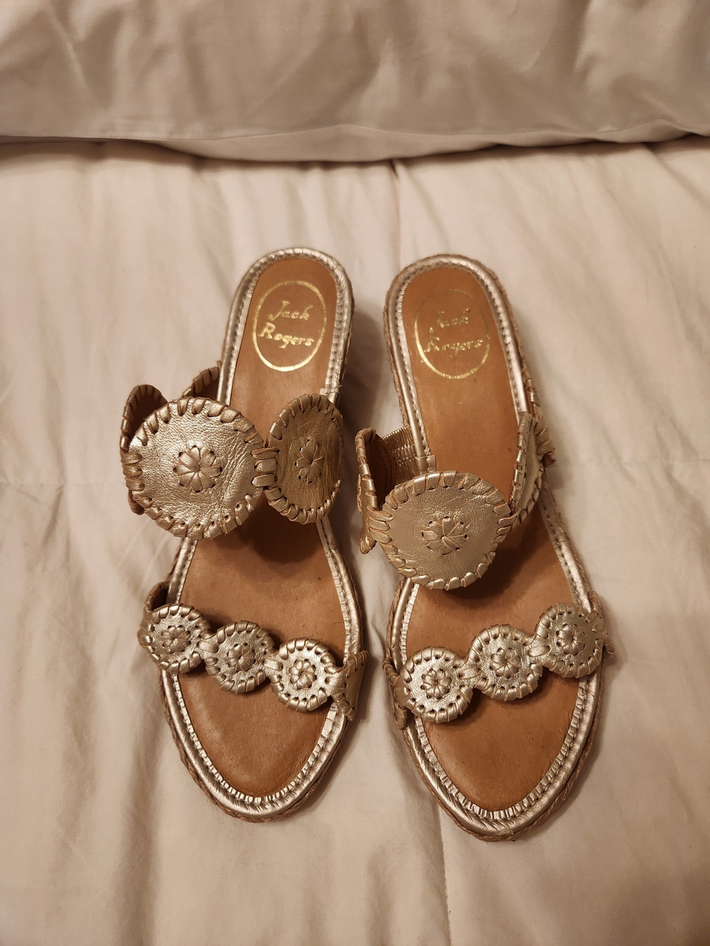 Jack Rogers Women’s Metallic Gold Leather Sandals